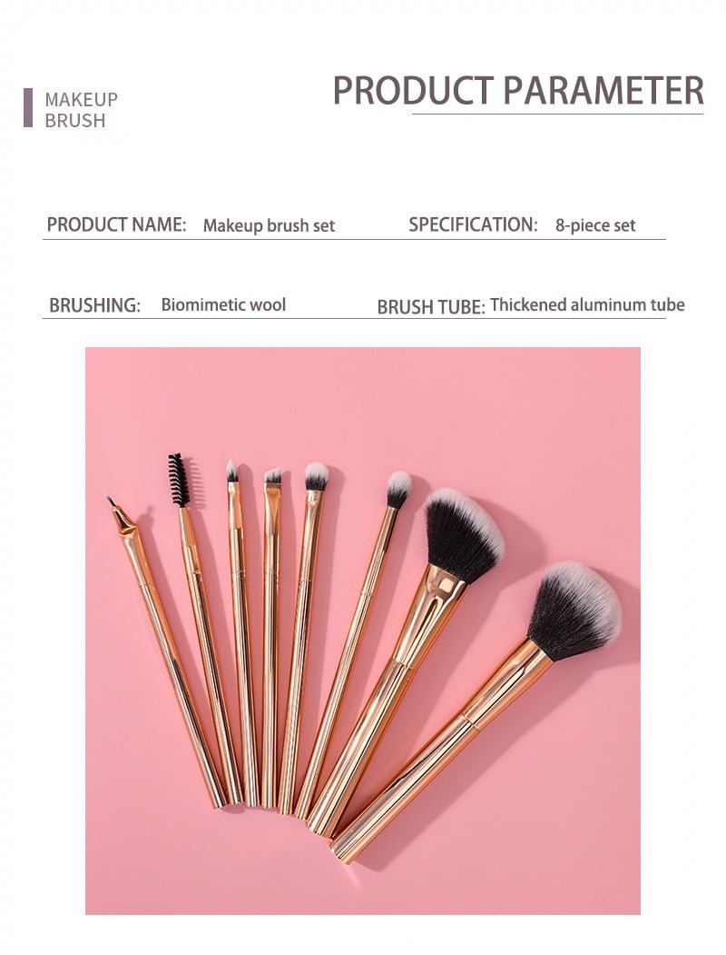 8-piece electroplated handle makeup brush set