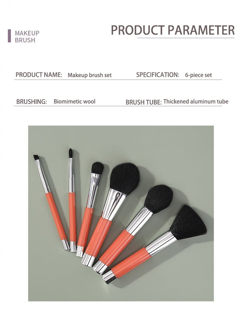 6 mini short pole makeup brushes