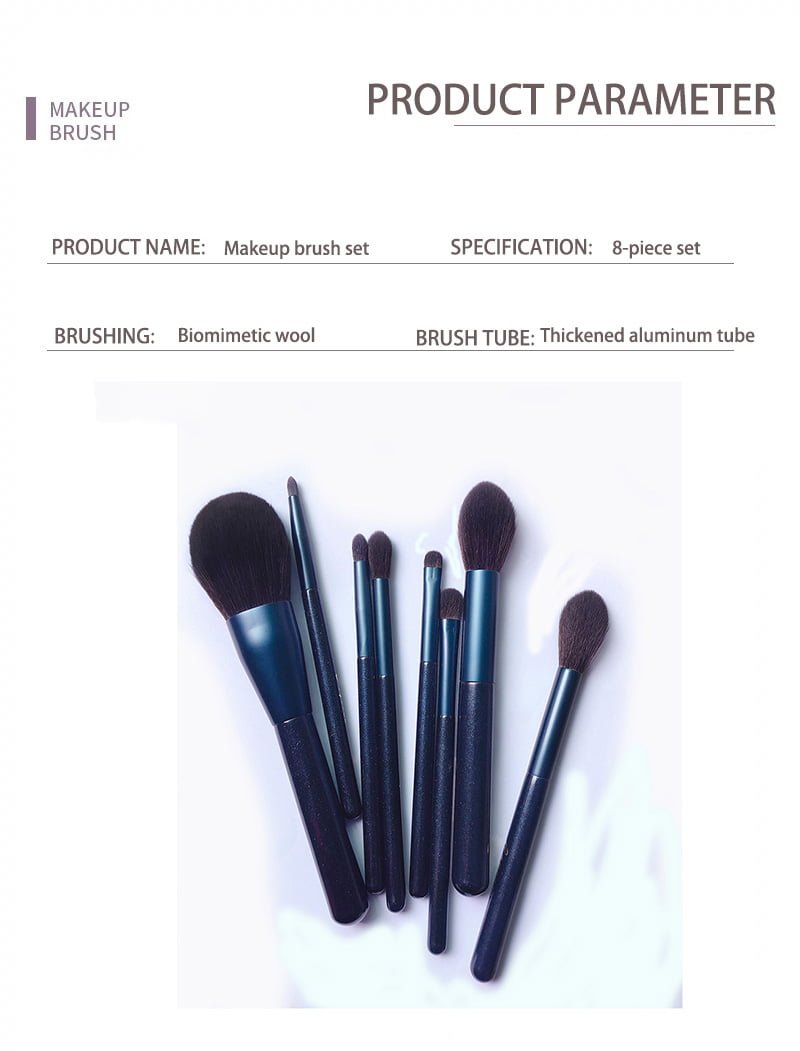 8 blue makeup brush sets