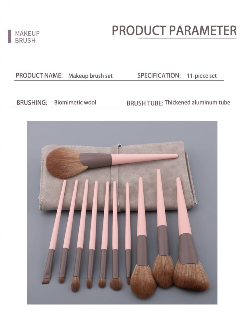 11pcs soft fiber wool makeup brush