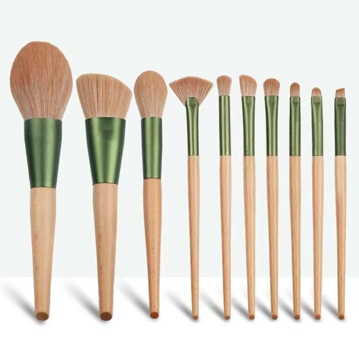 10pcs beech handle makeup brush set