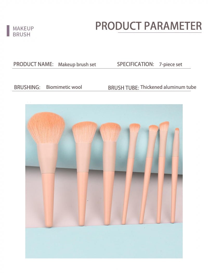 7 soft fiber wool makeup brush set