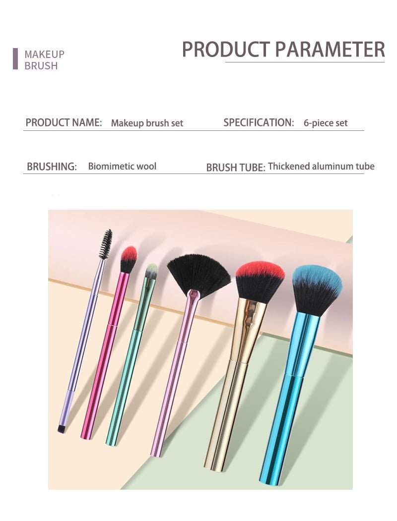 6pcs colorful Electroplated Lustrous Makeup Brushes