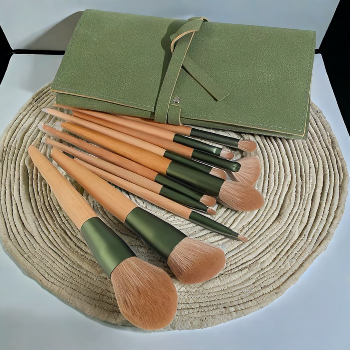 10pcs beech handle makeup brush set