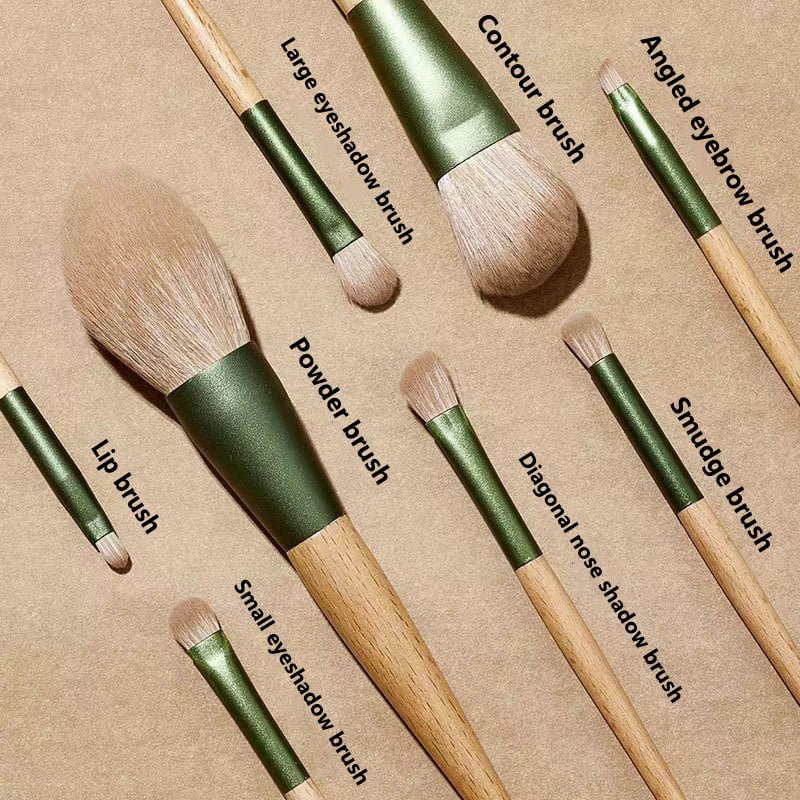 10pcs beech handle makeup brush set