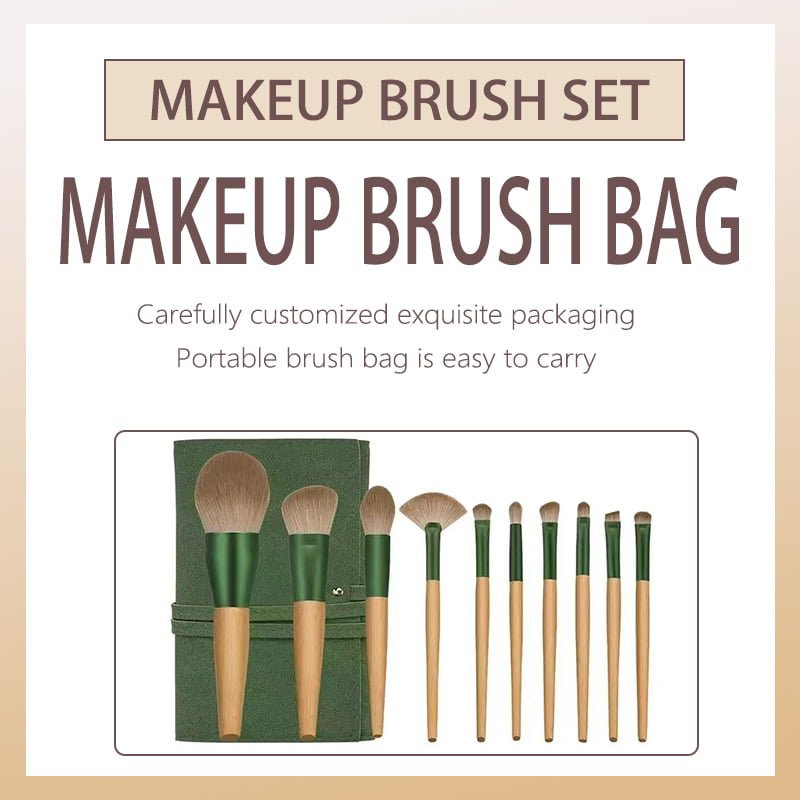 10pcs beech handle makeup brush set