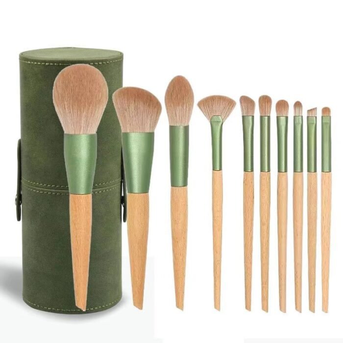 10pcs beech handle makeup brush set