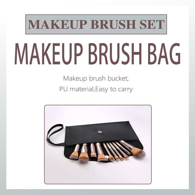 10pcs champagne gold makeup brush set