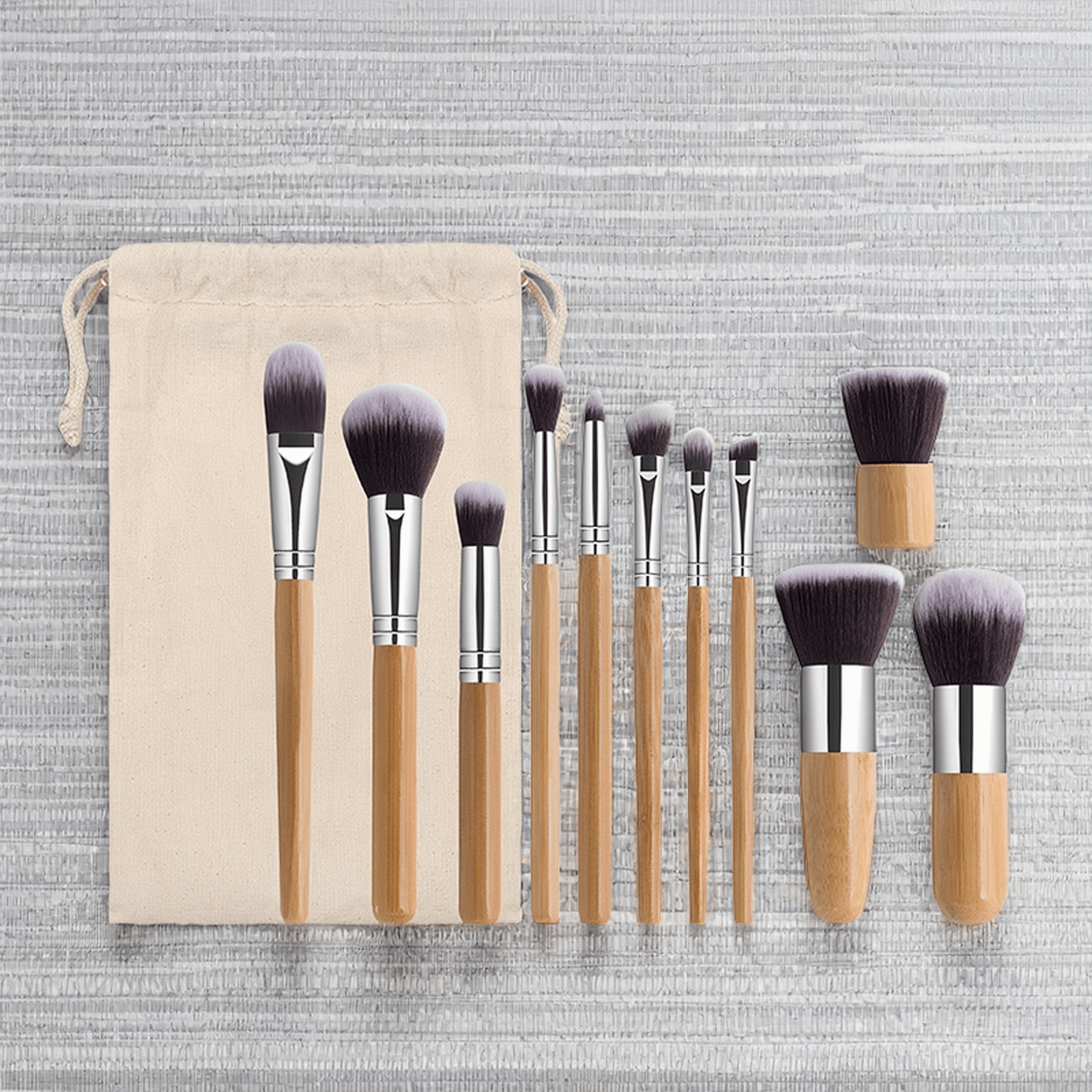 11pcs Eco Bamboo Cosmetic Brush Set