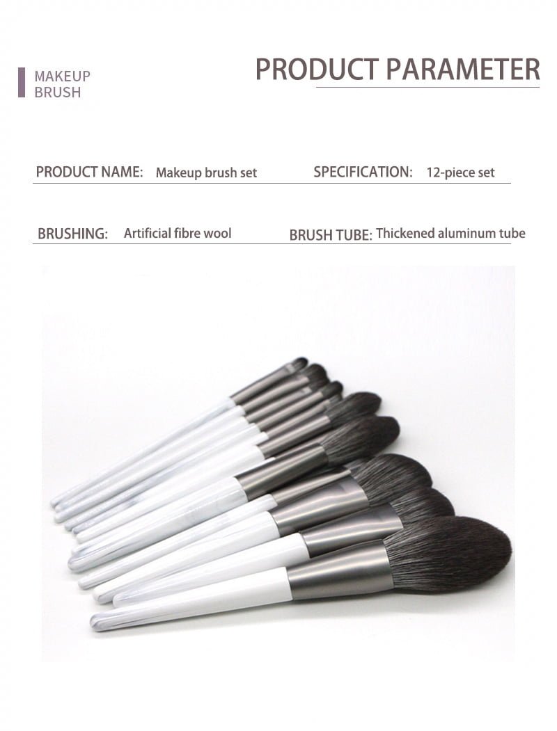 12pcs makeup brushes with cloud dye pattern