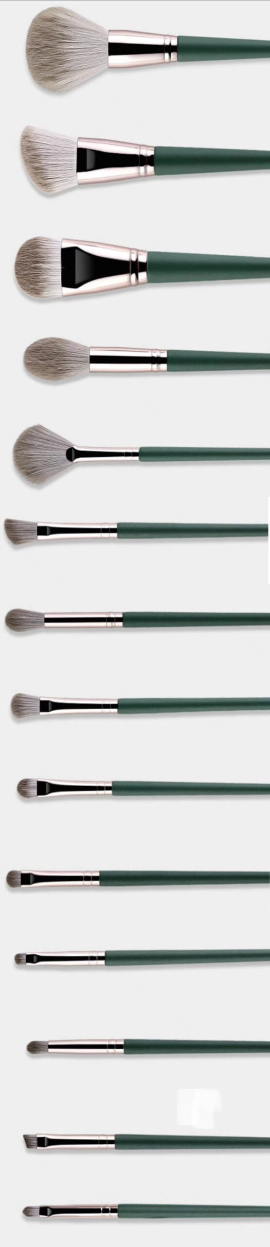 14pcs Dark Green Makeup Brushes