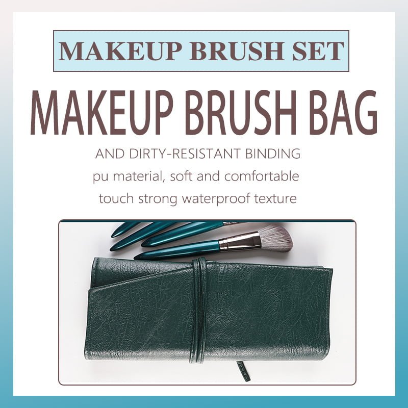 14pcs Dark Green Makeup Brushes