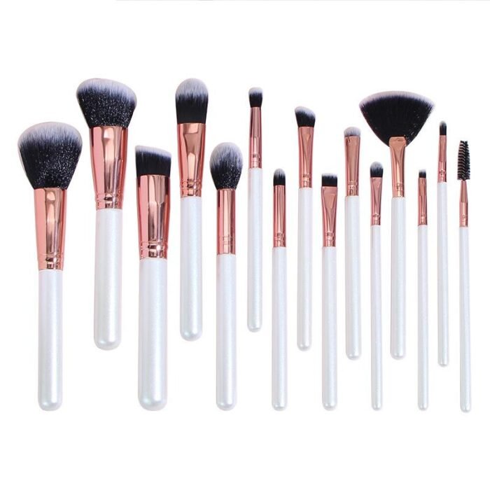 White 15pcs makeup brush set