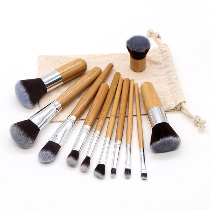 11pcs Eco Bamboo Cosmetic Brush Set