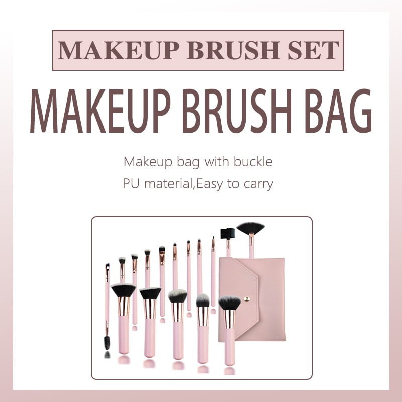 16pcs rose gold wood handle makeup brush