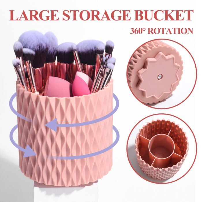 18 makeup brush set with rotating bucket