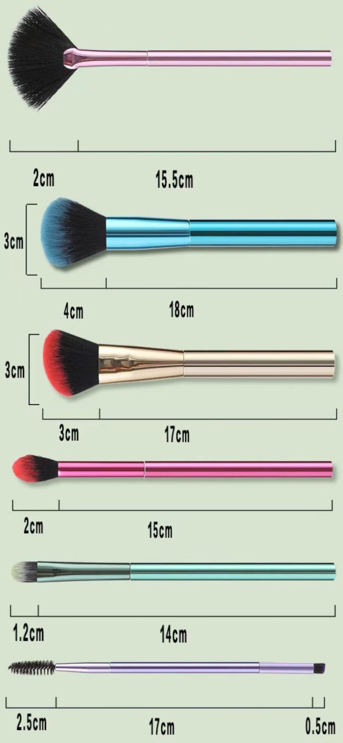 6pcs colorful Electroplated Lustrous Makeup Brushes