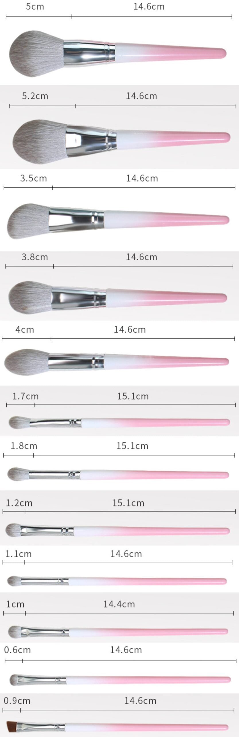 13pcs Gradient Pink Makeup Brush