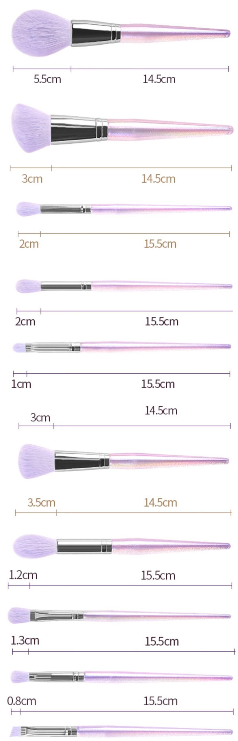 10pcs Dream Amythyst Makeup Brushes