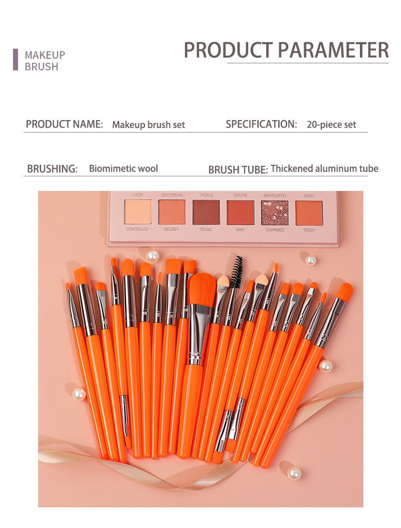 20 multi-color optional makeup brush set