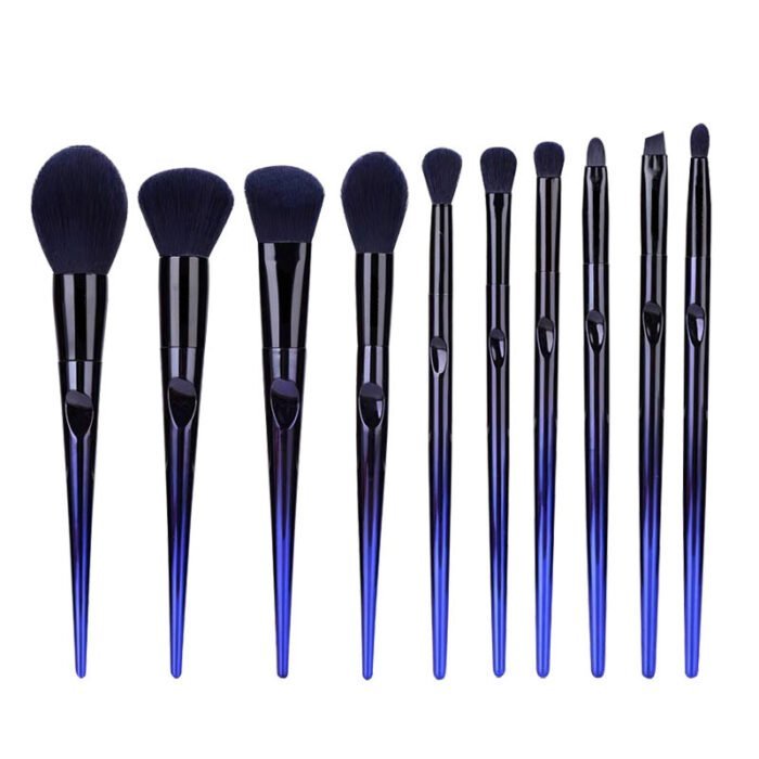 Gradient Plated Plastic Handle Makeup Brush Set