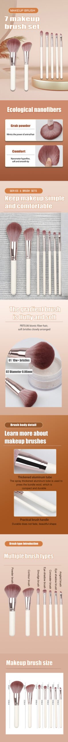 7pcs brush Soft fiber wool makeup brush - DADA - DADA 7pcs brush Soft fiber wool makeup brush