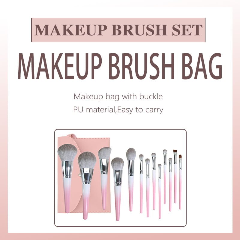 13pcs Gradient Pink Makeup Brush