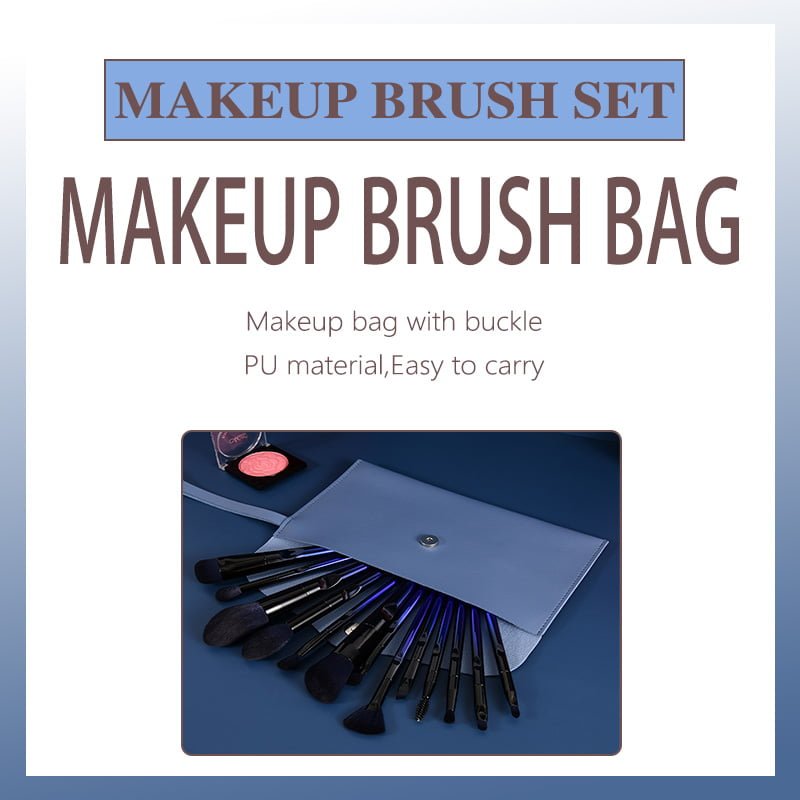 Gradient Plated Plastic Handle Makeup Brush Set