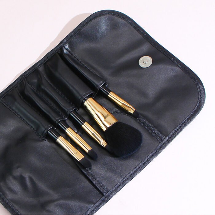 5pcs black makeup brush set with pu bag