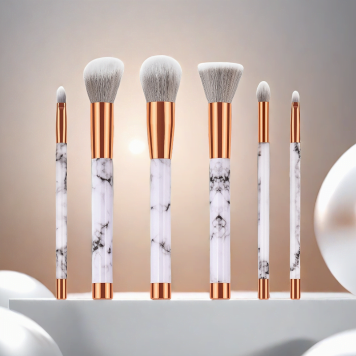 6-piece marble patterned makeup brush set