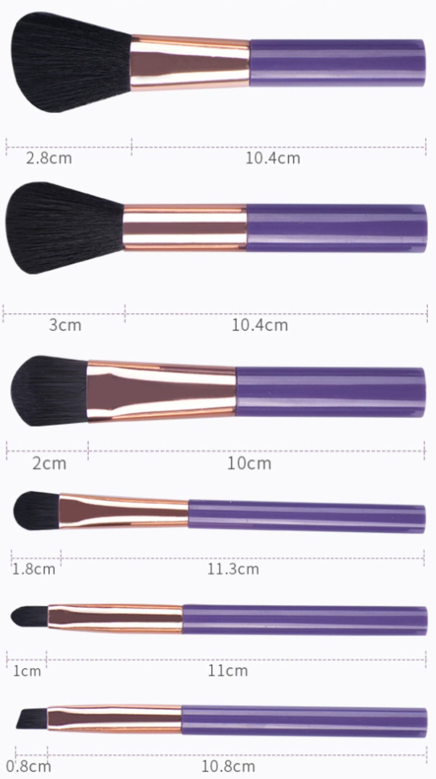 6 mini portable makeup brush sets