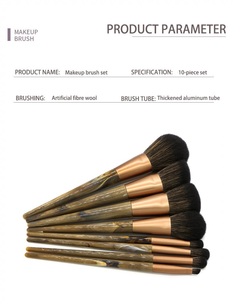 8pcs makeup brushes with marbled resin handles