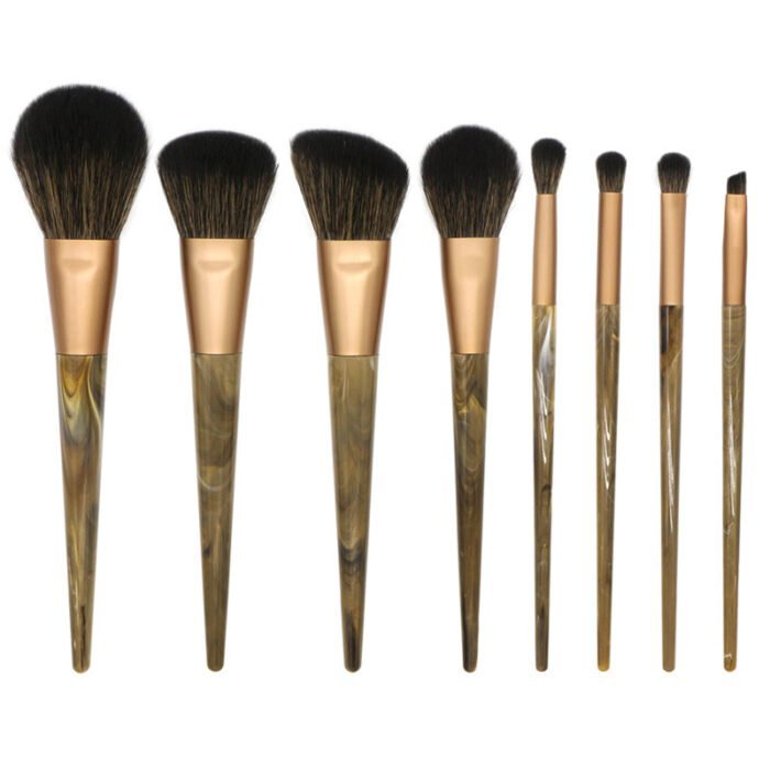 8pcs makeup brushes with marbled resin handles