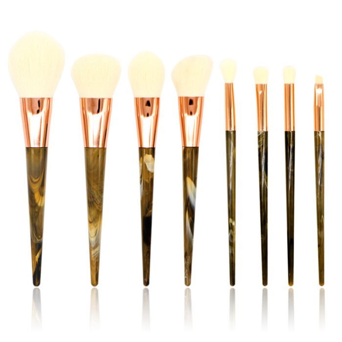 8pcs makeup brushes with marbled resin handles