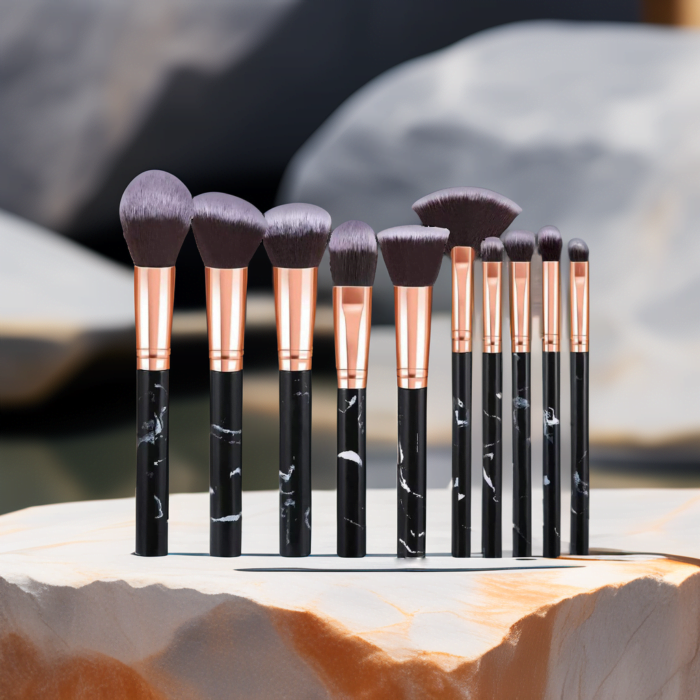 10-piece marble patterned makeup brush set