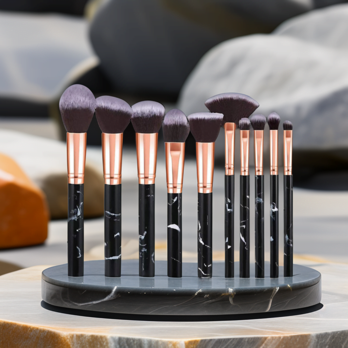 10-piece marble patterned makeup brush set