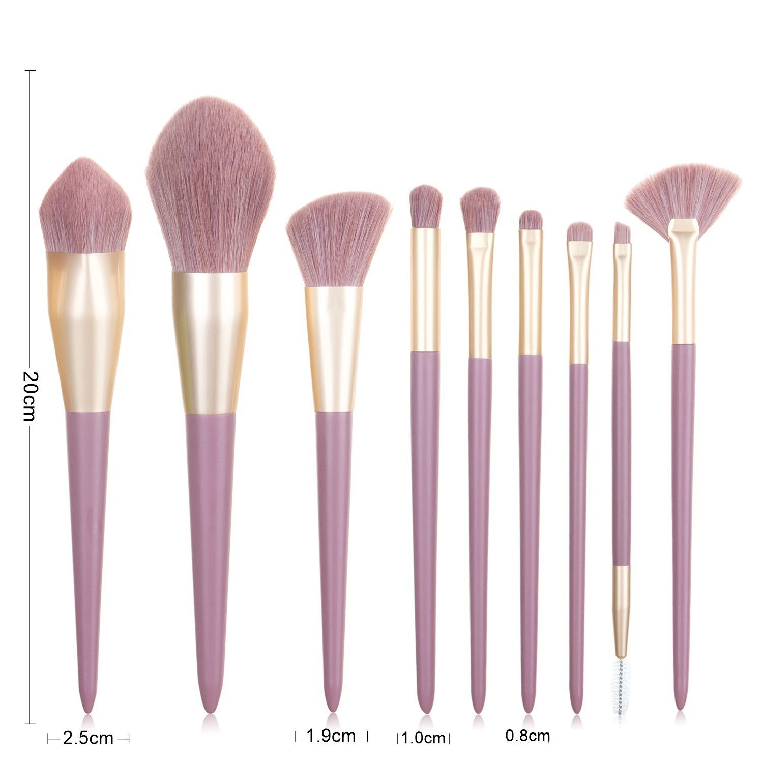 9 purple handle makeup brush set