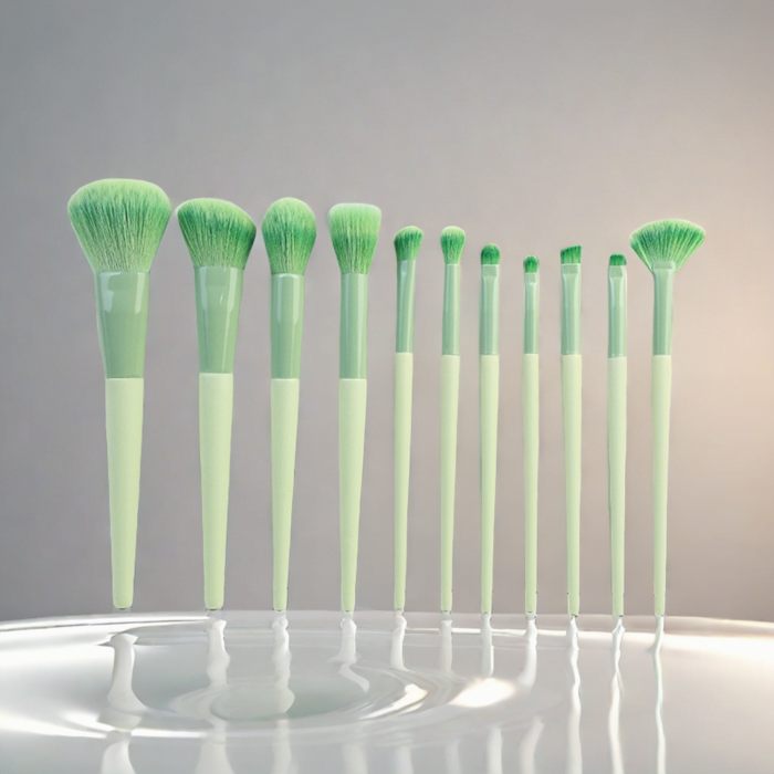 11 green soft makeup brushes