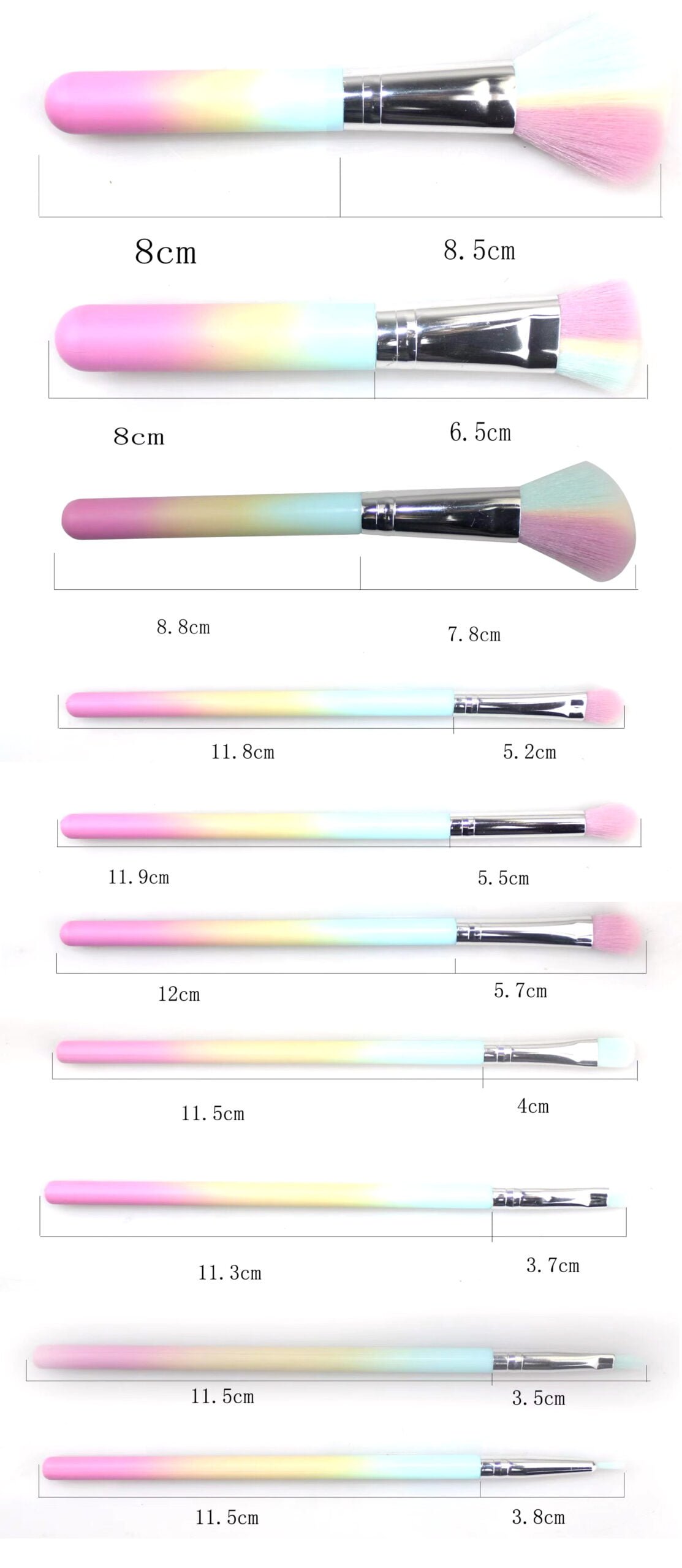 10pcs Macaroon Makeup Brush Set