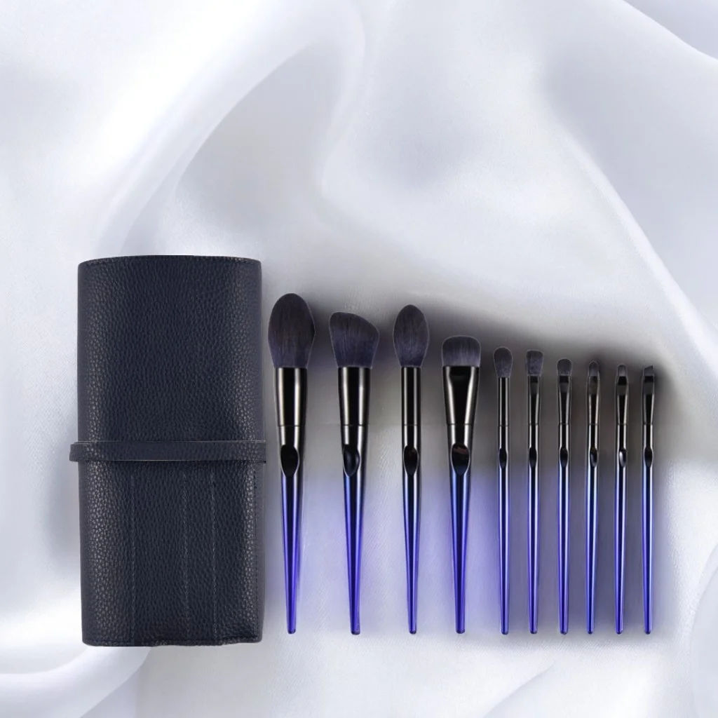 Gradient Plated Plastic Handle Makeup Brush Sett - DADA Gradient Plated Plastic Handle Makeup Brush Set