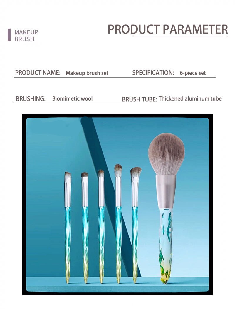 Makeup Brush Set With Crystal Handle