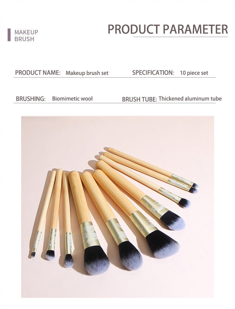 Makeup brush set featuring bamboo handles