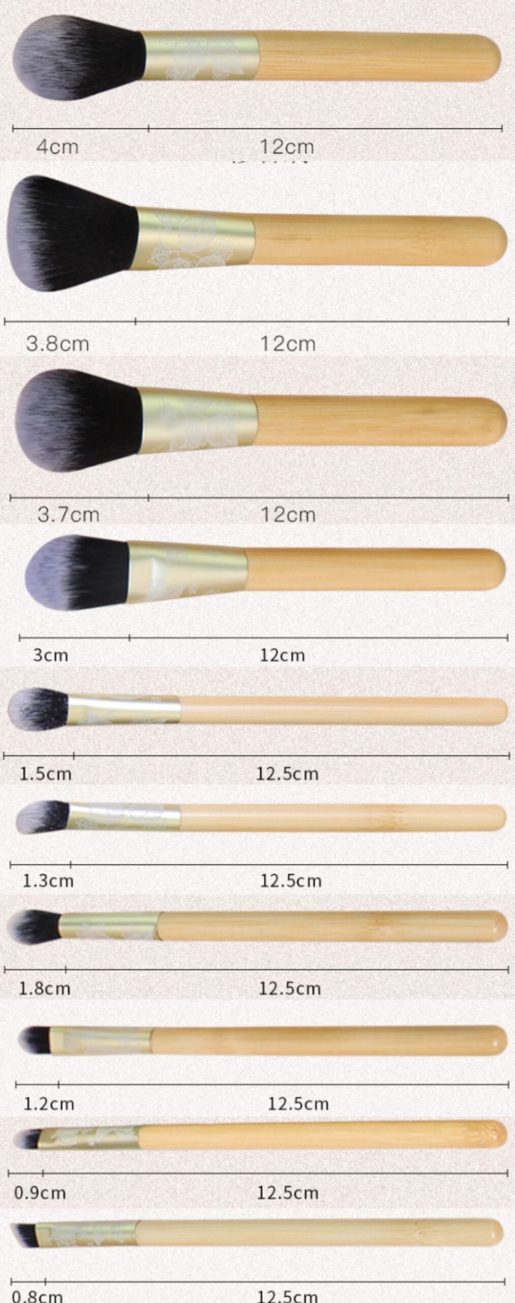 Makeup brush set featuring bamboo handles