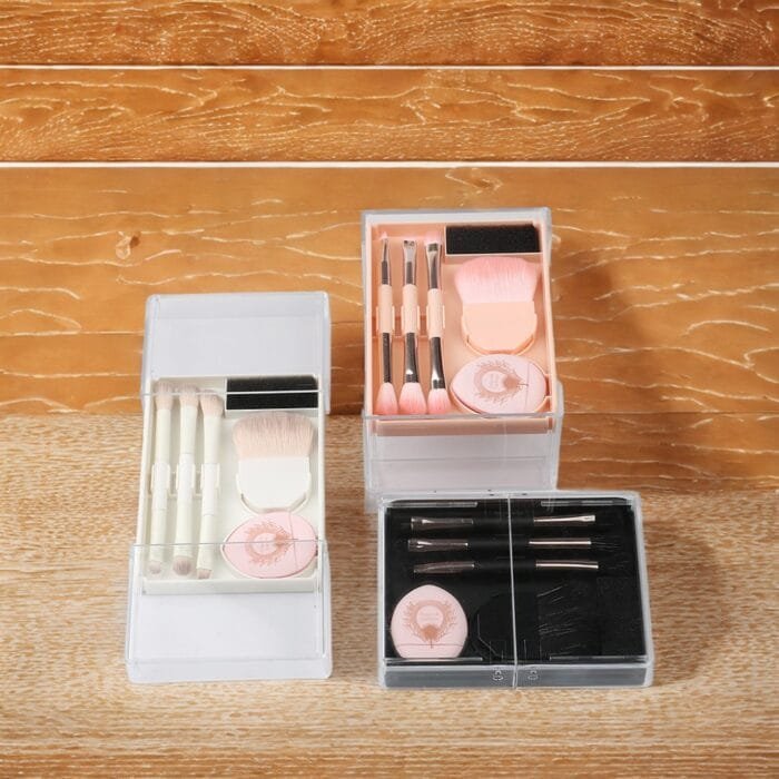 New Push Pull Mini Storage Box 8-in-1 Portable Makeup Brush