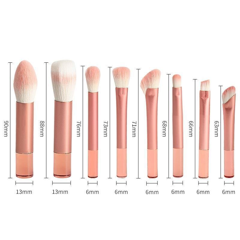 Pink 8 mini makeup brush set