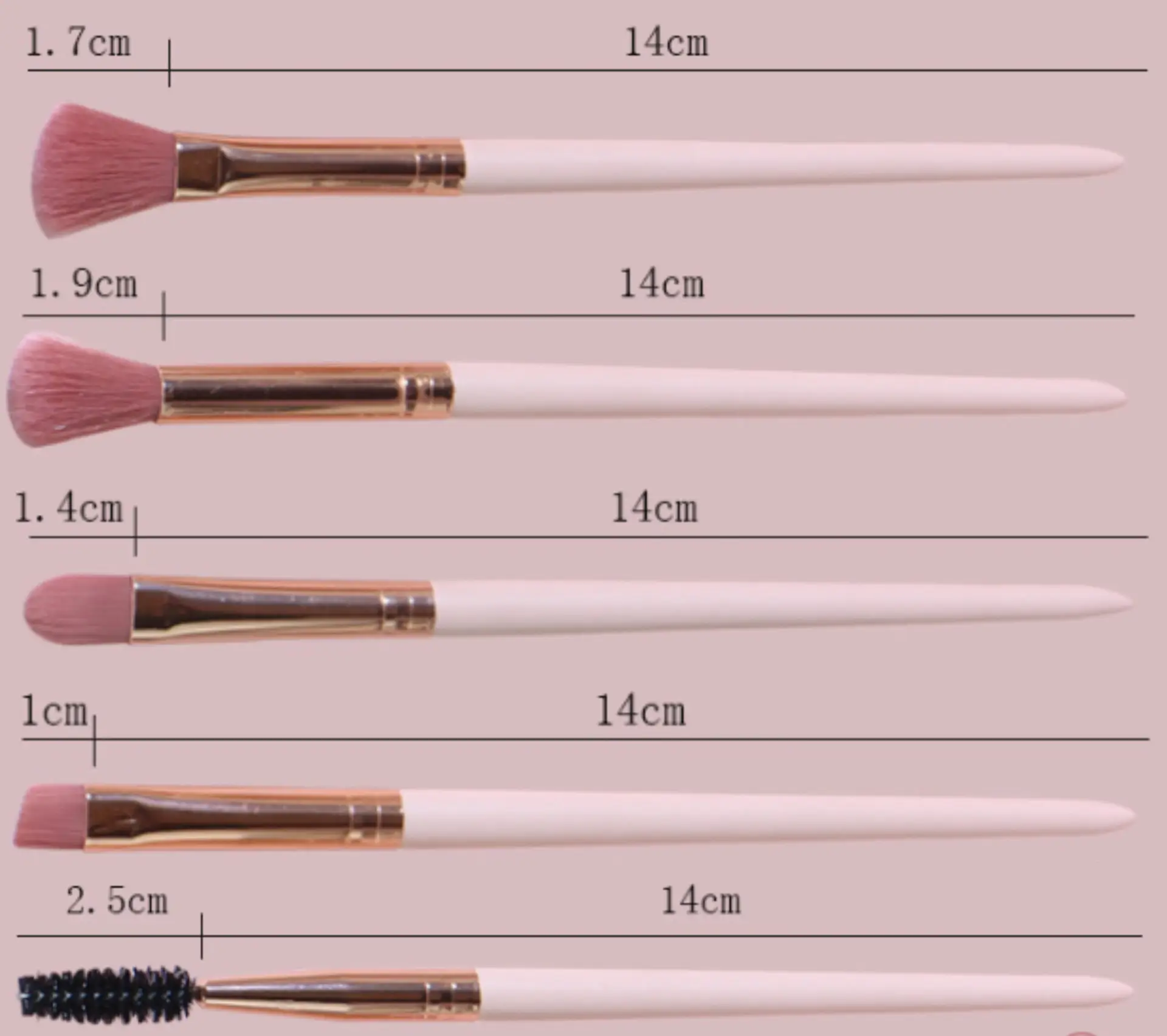 Pink makeup brush set of 5pcs