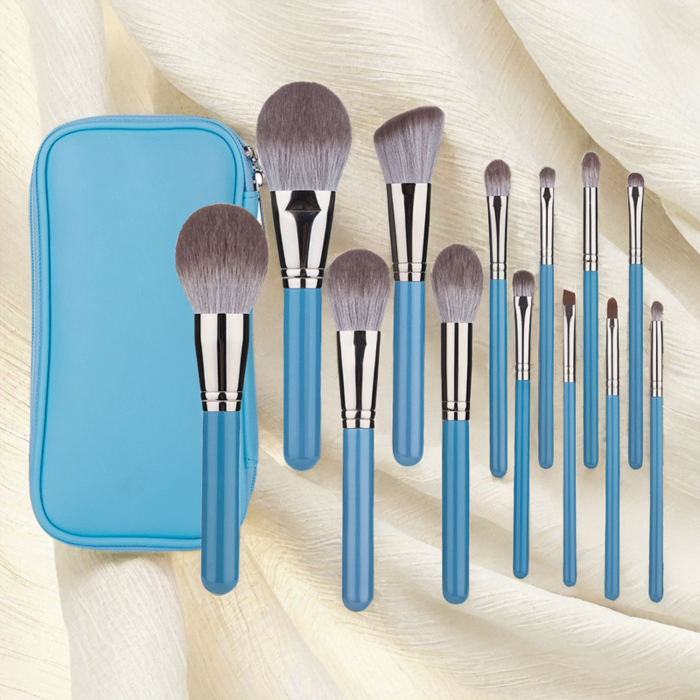 Premium Blue Cosmetic Brush Set