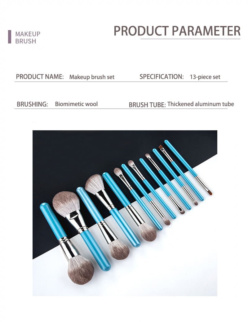 Premium Blue Cosmetic Brush Set