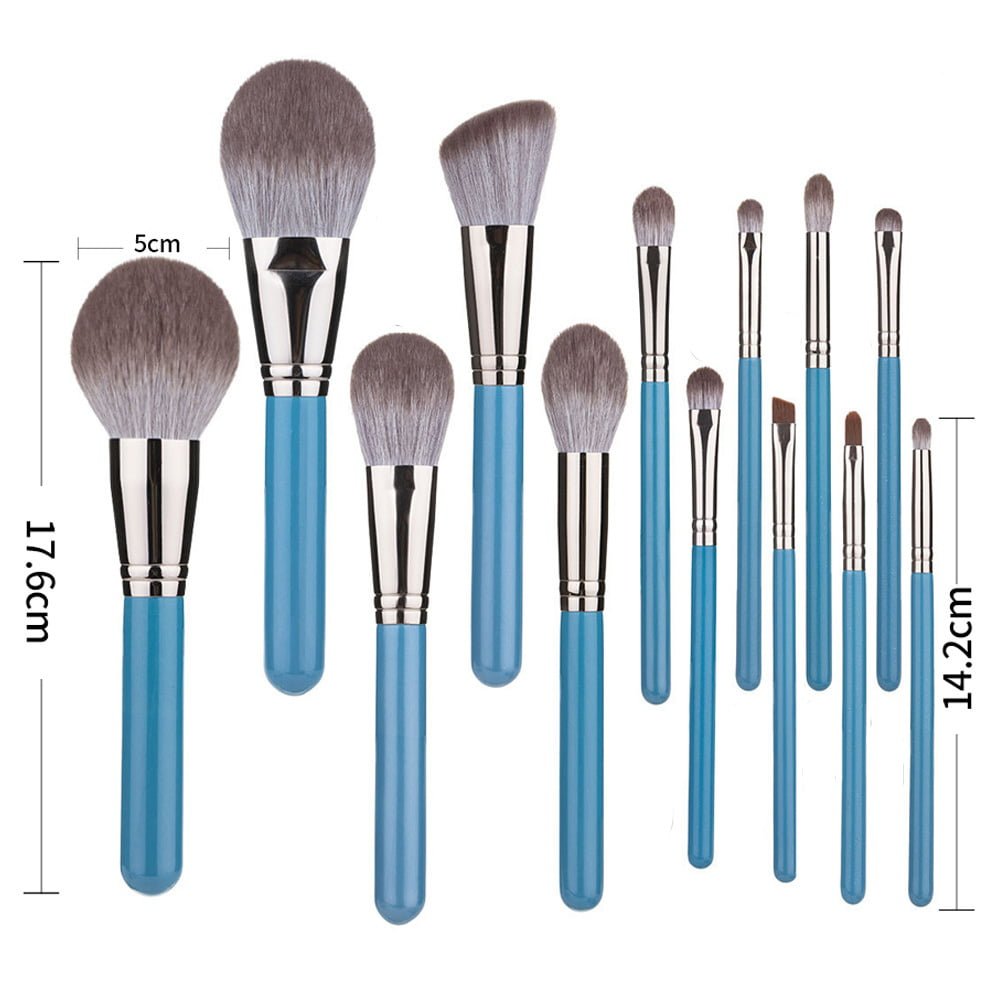 Premium Blue Cosmetic Brush Set