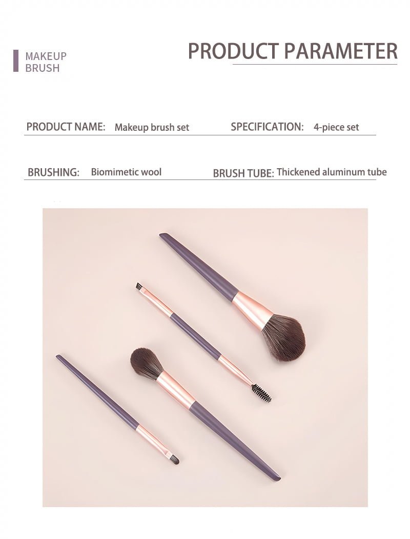 Purple 4pcs makeup brush set